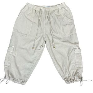 Cotton Collection Beige Cropped Capris Pants Size XXL